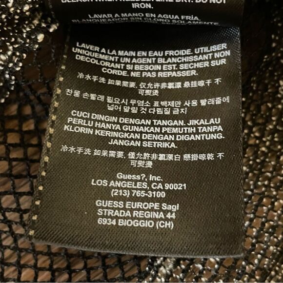 Guess See Through Mesh Sleeveless Striped Shirt Black and Gray Size Large - Picture 12 of 14